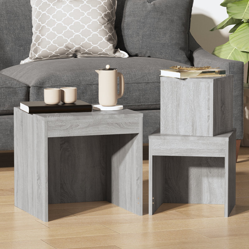 Gnesis Nesting Tables 3 pcs Engineered Wood, Grey Sonoma, Grey Sonoma