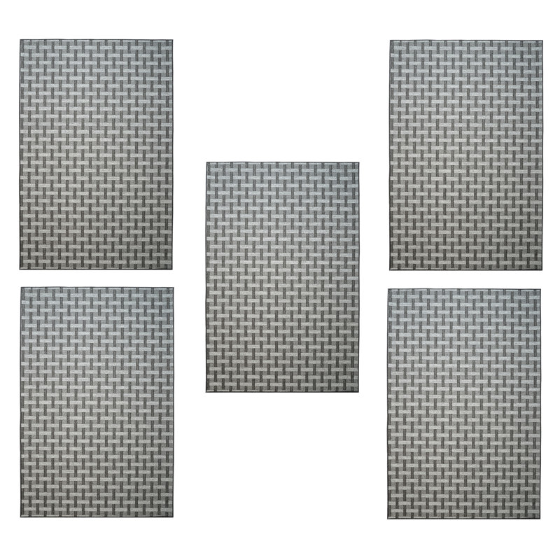 Ensemble de tapis intérieur / extérieur en polyester touffeté à la machine Kylara, Rectangle 2 pi x 3 pi