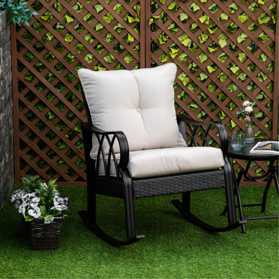Chaise berçante de patio, chaise berçante en aluminium pour le plaisir du jardin. Sis croisé, base en métal robuste, jardin de sièges amusants pour l'extérieur. Enjoy