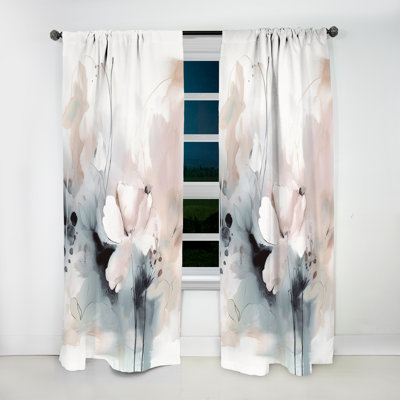 Walsworth - Delicate Grey Flowers III - Traditional Curtain - Velvet Room Darkening - 1 panel