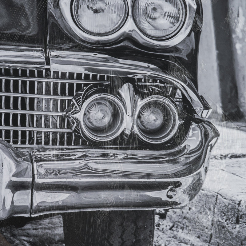«Classic Old Chevy In Havana Cuba» par Richard Silver, reproduction d'art encadrée sous verre