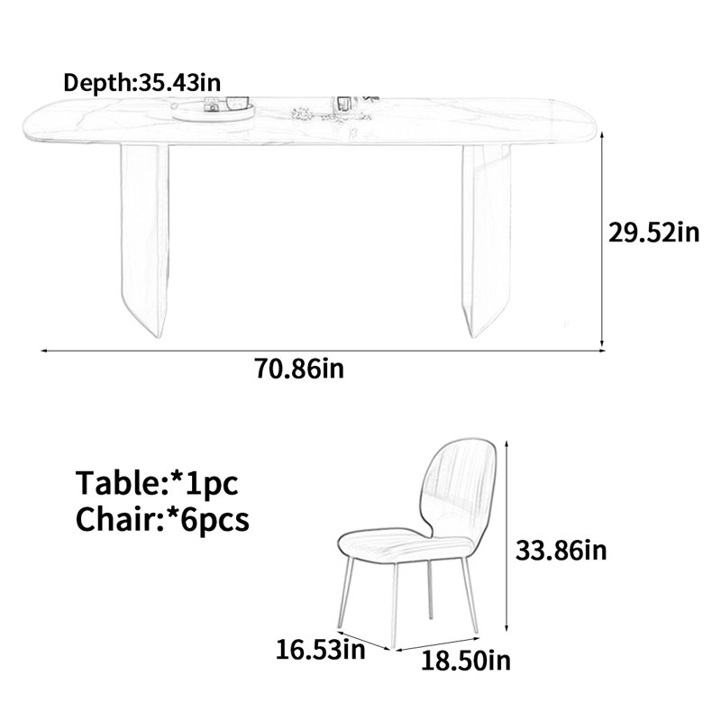 Table de salle à manger blanche, H 29,52 po x L 70,86 po x l 35,43 po