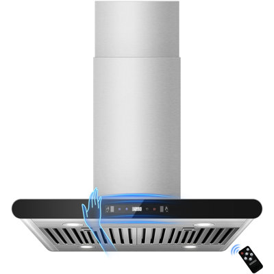 Island Range Hood, 700 Cfm With 3-Speed Gesture Sensing & Touch Control & Remote Control, Stainless Steel Kitchen Stove Vent Hoods With 4 Led Lights, Time Setting, Dishwasher-Safe Baffle Filters,Dual-Side Control