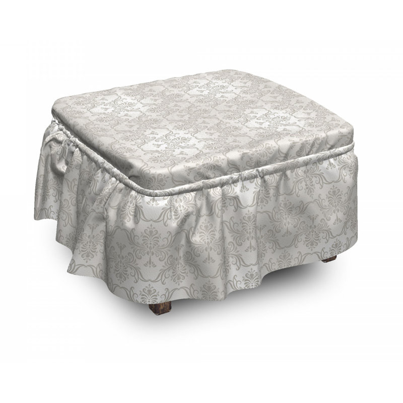 Housse pour repose-pieds damassé fleurs