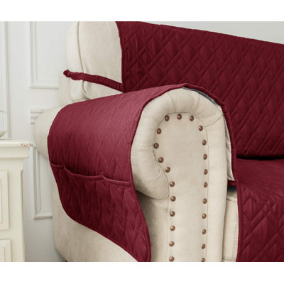 Couch Sofa Slipcover 100% Waterproof Nonslip Quilted Furniture Protector Slipcover For Dogs, Children, Pets Sofa Slipcover Machine Washable (Burgundy, 68")