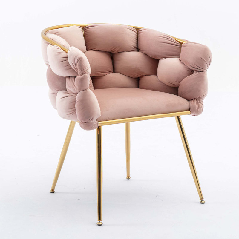 16.9'' H Velvet Upholstered Armchair, Pink, 2