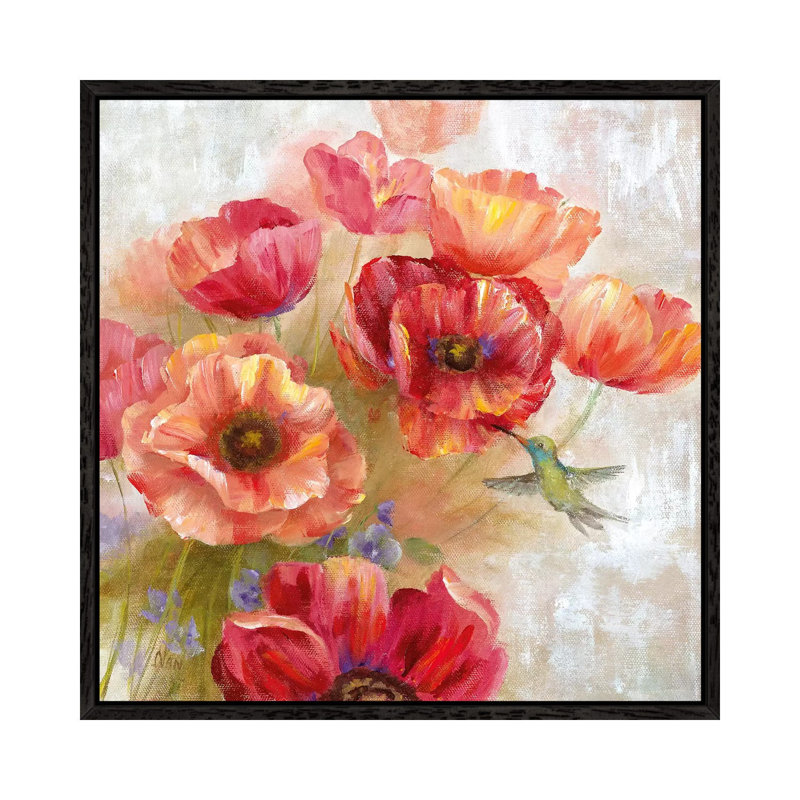 Hummingbird Garden II by Nan - Painting on Canvas, Black Framed, 66.04 cm H x 66.04 cm W