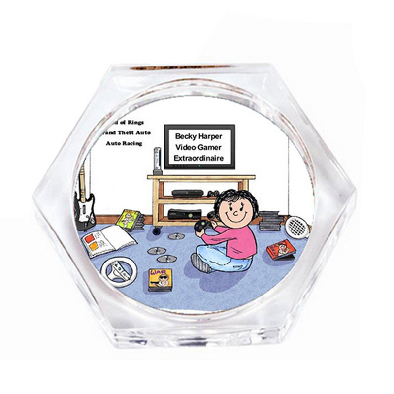 Jeu vidéo personnalisé sous-verre féminin (4 sous-verres), Oui