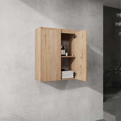 Meuble latéral de salle de bain de 30 cm (12 pouces) avec 2 portes à fermeture en douceur, conception à montage flottant pour salles de bain compactes