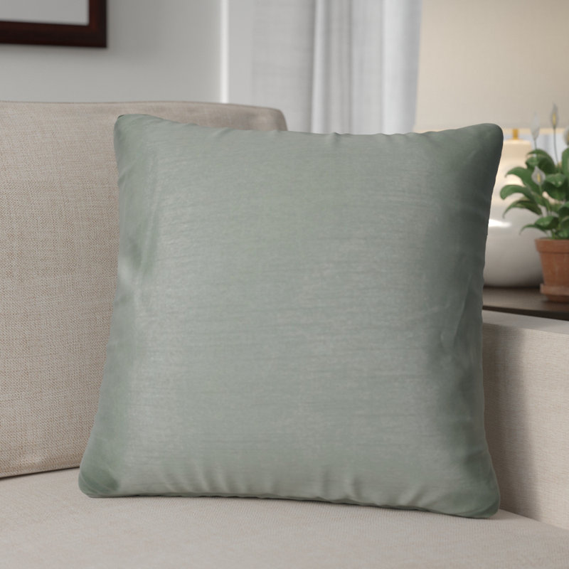 Faux Silk Throw Pillow, Steel Gray, 18" x 18", Square