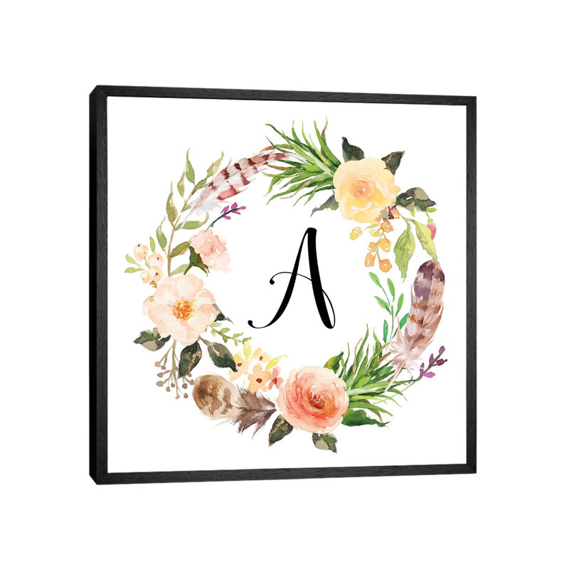 A (Initial) - Painting on Canvas, Black Framed, 93.98cm H x 93.98cm W x 3.81cm D