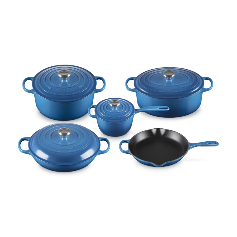 Le Creuset Signature Cast Iron 9-Piece Cookware Set, Artichaut, Marseille