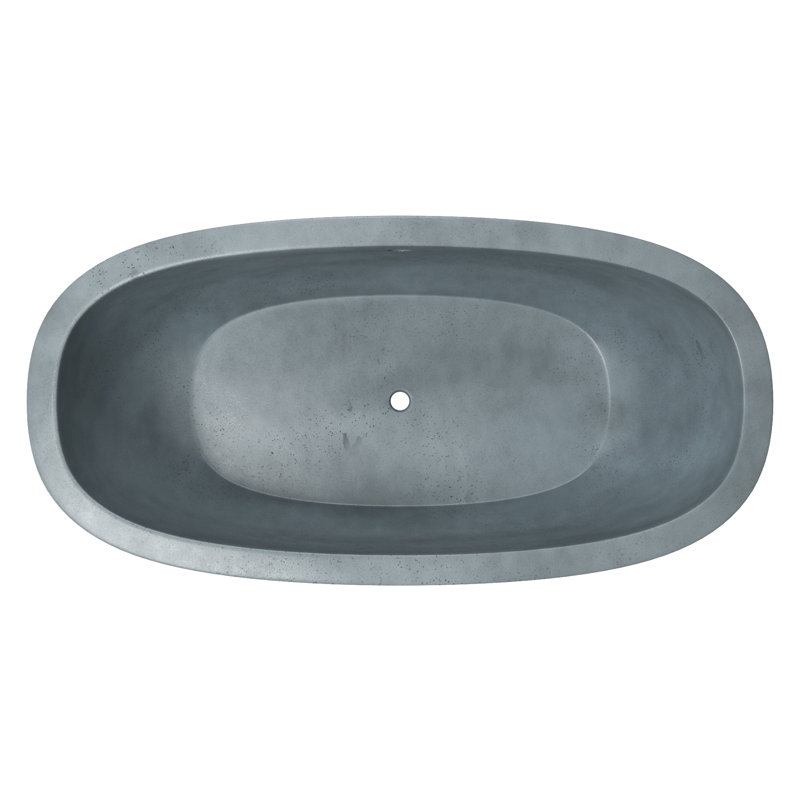 Avalon NativeStone Concrete Freestanding Oval Soaking Bathtub, 23" H x 36" W x 72" L, Ocean