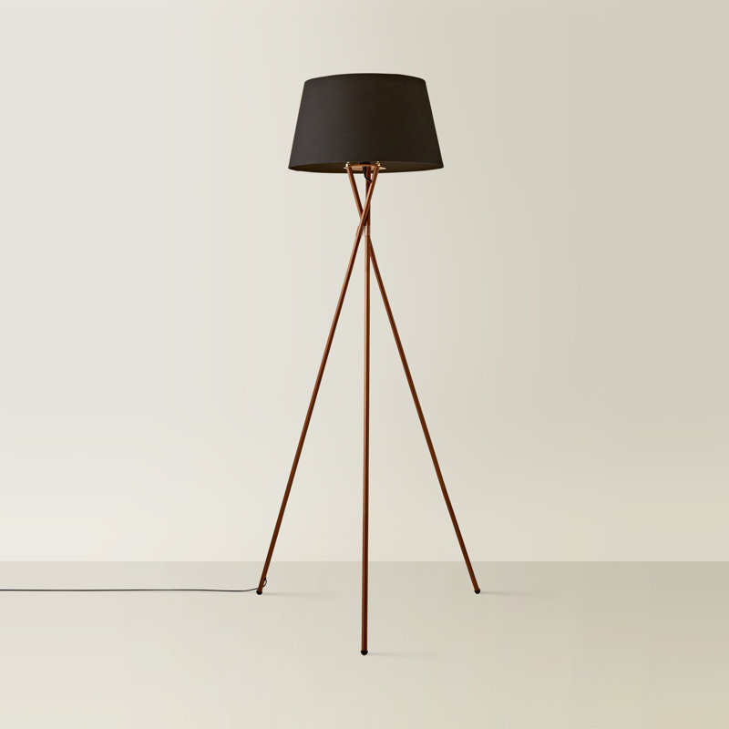 Anan Camden Tripod Copper Floor Lamp with Aspen Shade, Black, No, 164""