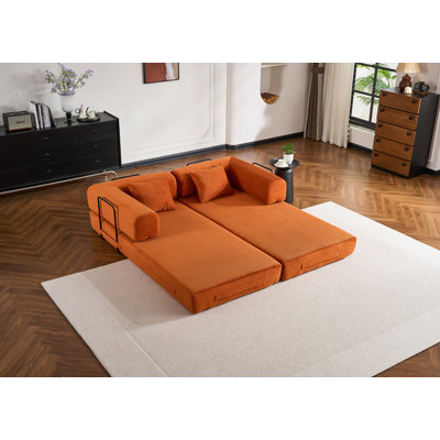 Canapé-lit convertible avec coussin cylindrique, canapé-lit pliant en velours côtelé avec cadre de forme fixe, canapé-lit de salon pour chambre à coucher