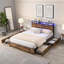 Lit plateforme en MDF et métal noir avec rangement intégré et caractéristiques intelligentes pour une chambre à coucher noire
