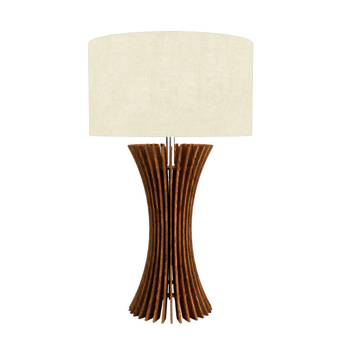 Imbuia Wood and White MDF Floor Lamp with Stone Accents