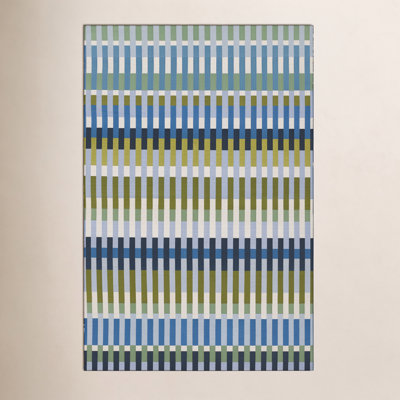 Icon Blue Striped Outdoor Rug
