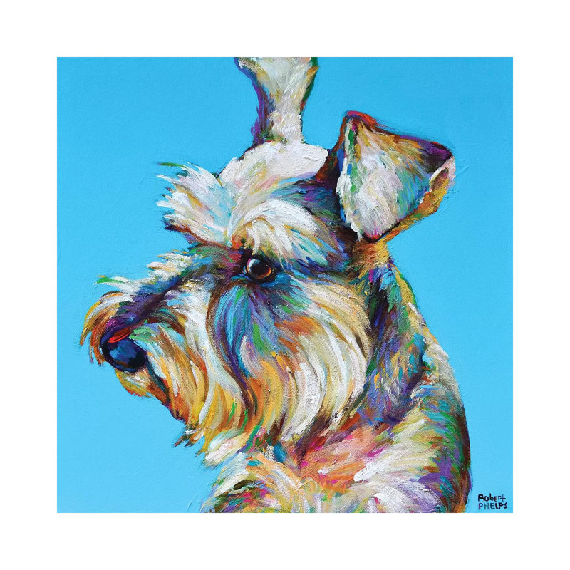 «Dylan the Schnauzer» par Robert Phelps - reproduction d'art, Aucun mat, Toile tendue, H 12 po x l 12 po x P 0,75 po