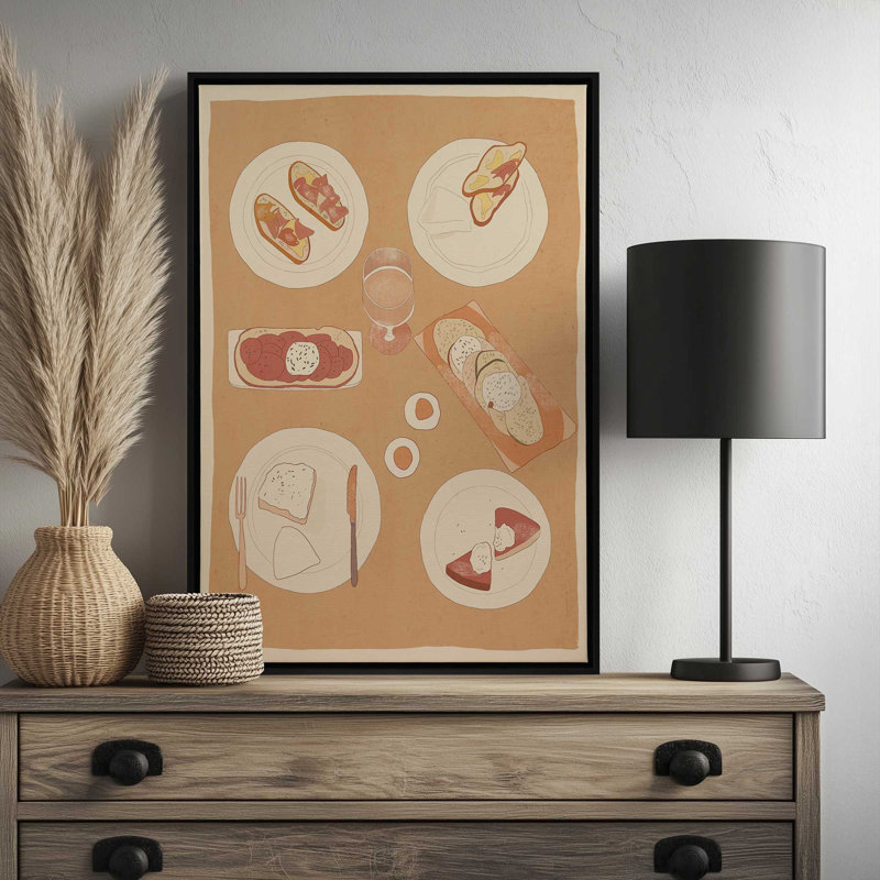 Reproduction d'art, petit-déjeuner, par Thomas Thingdesign, H 32 po x l 24 po, Noir, Framed Print without Mat