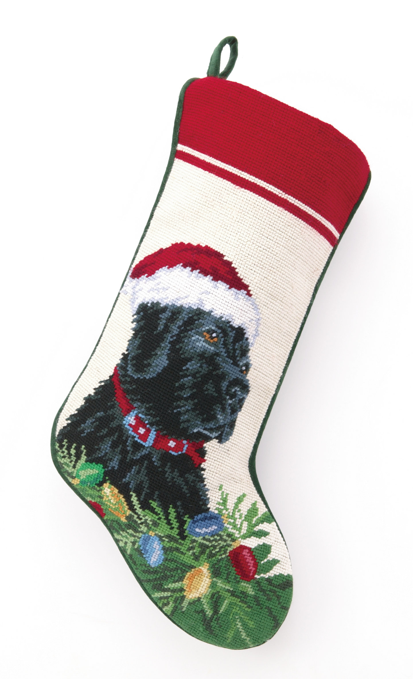 Black lab needlepoint christmas stocking Clearance