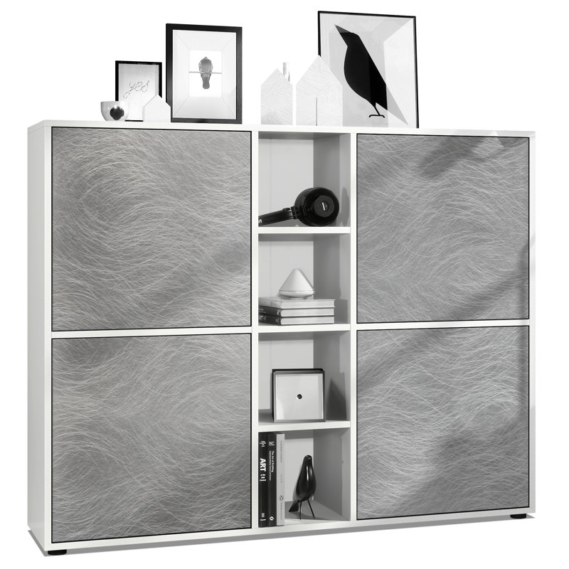 Mcbryde 130.5cm Sideboard, Matte White/Scratchy Metal