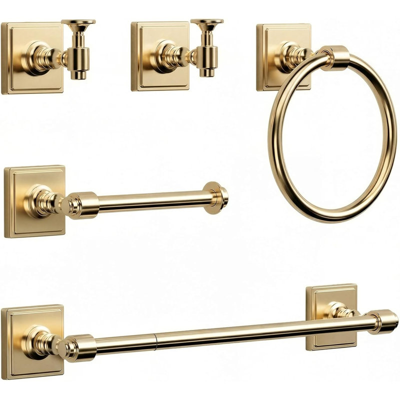 Ensemble de porte-serviettes de salle de bain doré, ensemble d'accessoires de quincaillerie de salle de bain 5 pièces