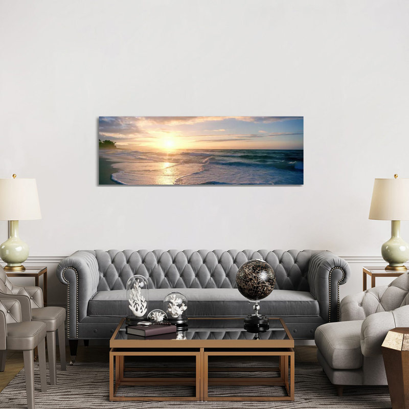 Coucher de soleil sur la mer - Giclée sur toile tendue avec châssis, H 20 po x l 60 po