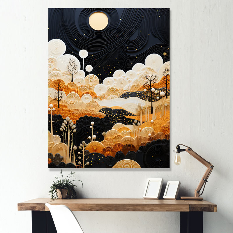 «Orange Desert Sun In Bold Landscape I», art mural paysage, Toile tendue, H 60 po x l 28 po