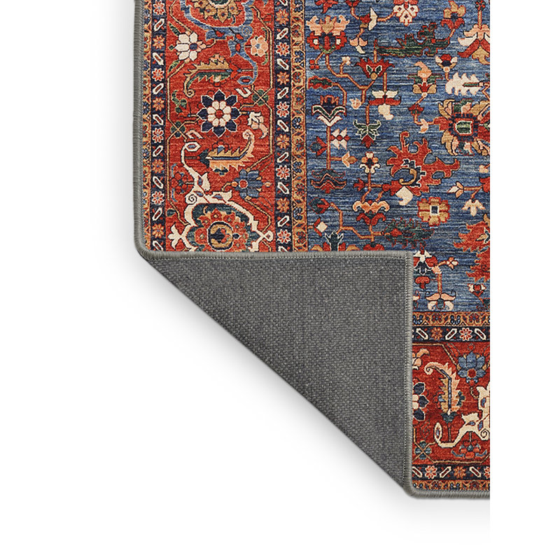 Tapis oriental orange / bleu Boothbay, Rectangle 3 pi x 5 pi