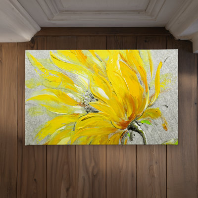 Yellow Flower Door Mat - Contemporary Indoor Outdoor Decor
