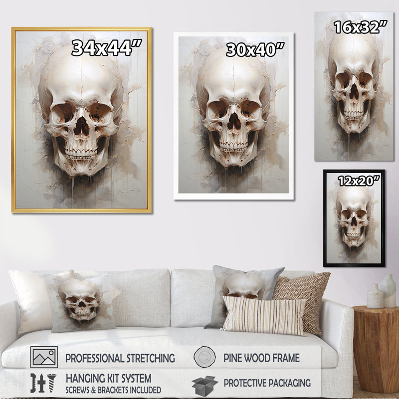 Crânes résonnants IV sur toile, H 20 po x l 12 po x P 1 po, Toile tendue