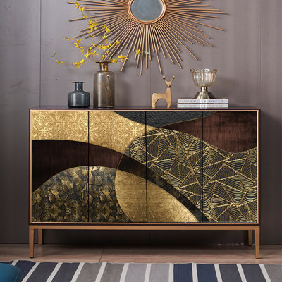 Buffet rétro en bois manufacturé doré