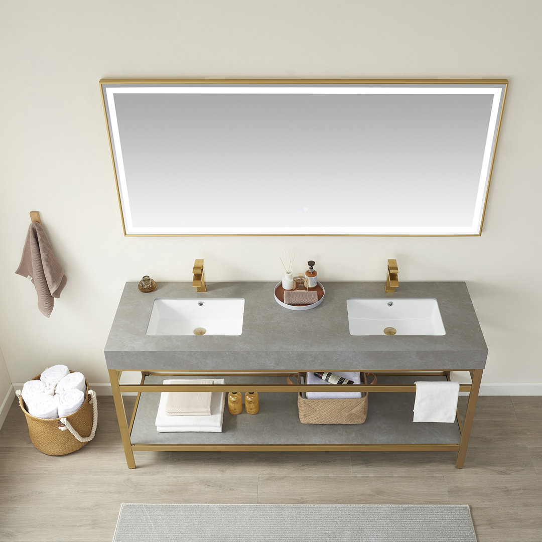 Funes 72'' Double Bathroom Vanity with Stone Top Vinnova Base 