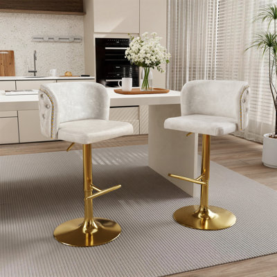 Modern Round Swivel Adjustable Counter Height Barstools (Set of 2)