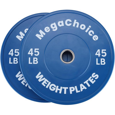 Color Coded Rubber Bumper Plates, 2 Inch Hole Weight Plates (10-55 Lbs), Durable Gym Weight Plates for Strength Training, Compatible with Standard Barbells
