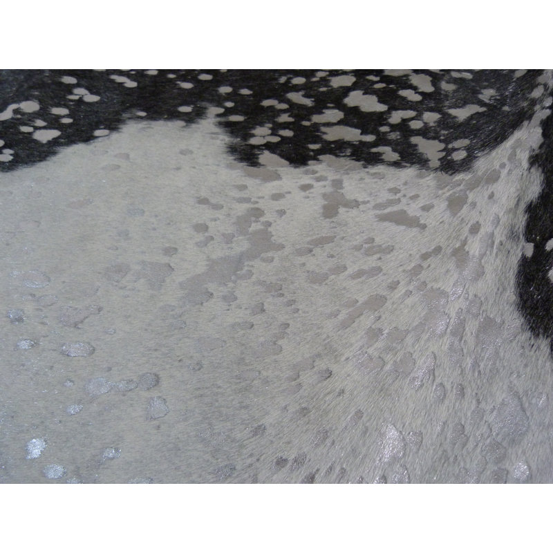 Black And White With Silver Metallic Cowhide Rug