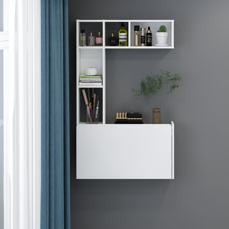 Swanhilde Solid Wood Base Floating Desk, White