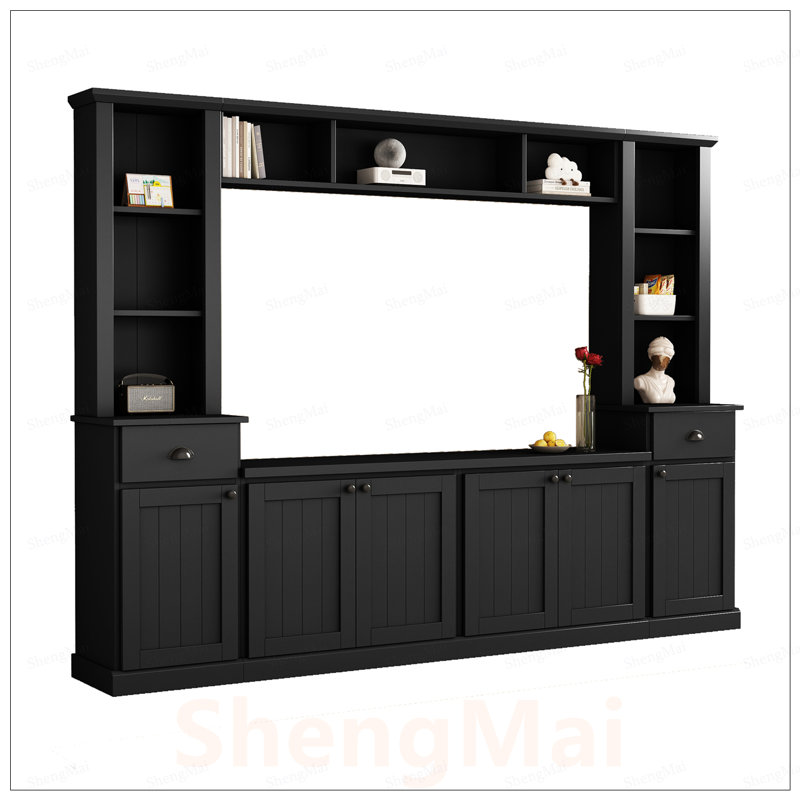 Meuble télé minimaliste avec pont pour téléviseur de 75 po ou moins, meuble télé avec tablettes réglables et grand meuble télé Modernist
