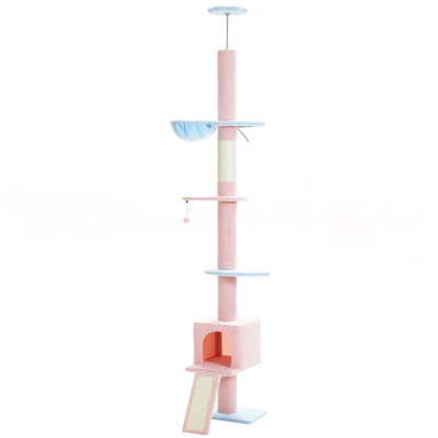 Arbre à chat gothique, du sol au plafond, haute tour à chat, arbre d'escalade à 5 niveaux pour chats d'intérieur avec maisonnette pour chat, poteau à griffes et échelle à hauteur réglable (83 po à 108 po)