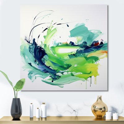 «Green Abstract Ink Expression III», art mural abstrait