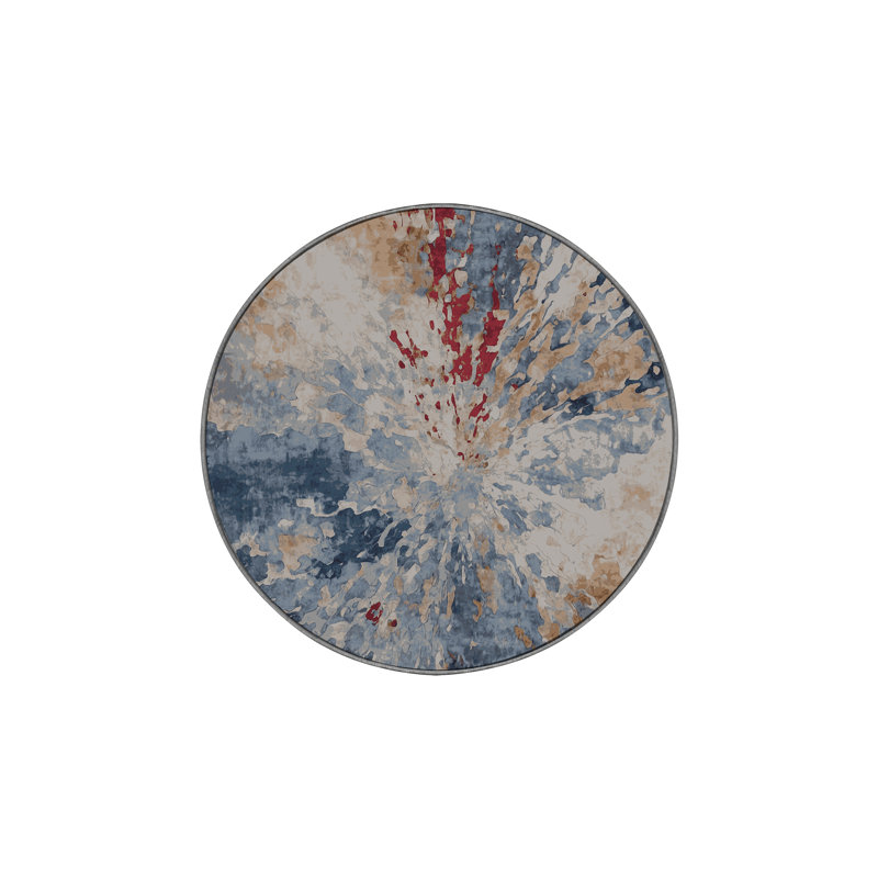 Machine Washable Gray Area Rug, Round 7'