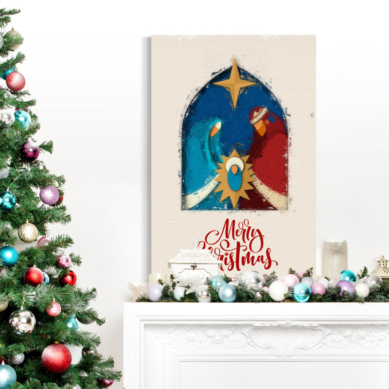 «Jesus in Manger» - Impression sur toile tendue avec châssis de qualité supérieure - Prêt à accrocher