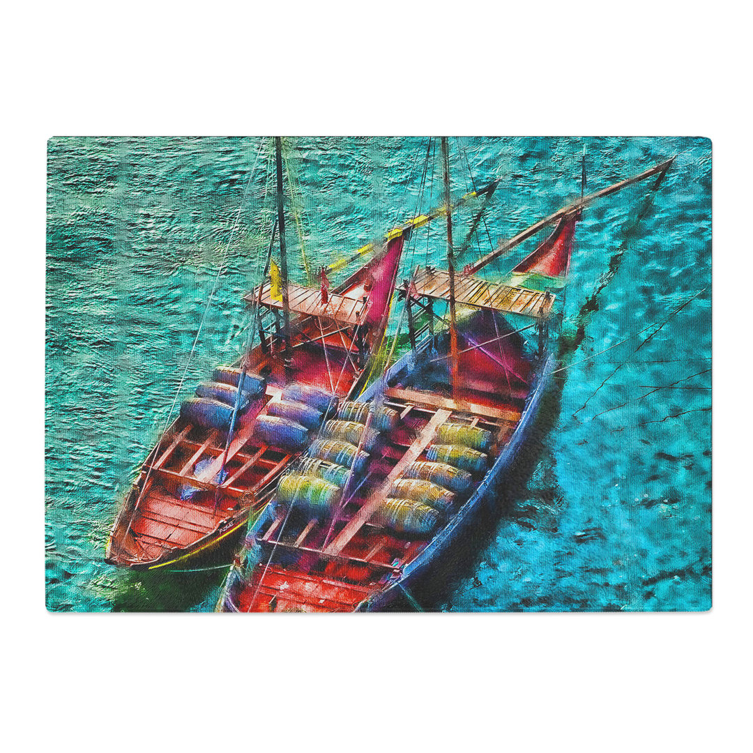 Boats in Portugal Painting Chopping Board
