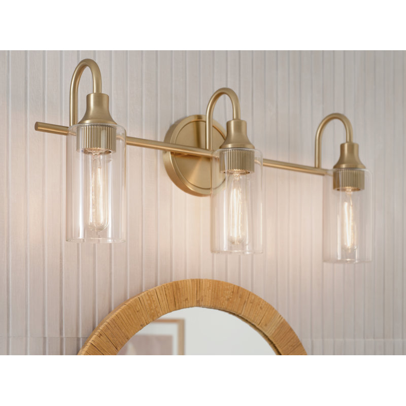 Éclairage pour salle de bain 3 lumières 23 po avec verre transparent 23 po, Bronze