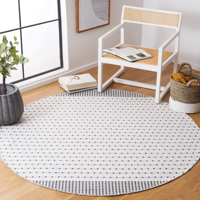 Breckenridge Flat Weave Cotton Geometric Rug, Round 6'
