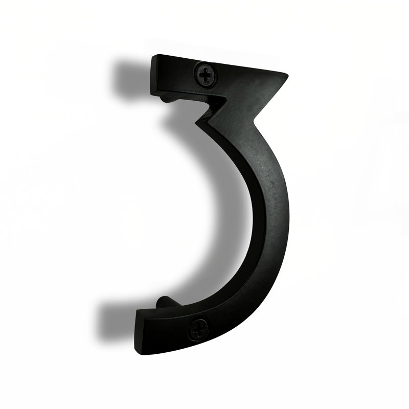 Numéro de maison en métal flottant, 4", Noir, 3
