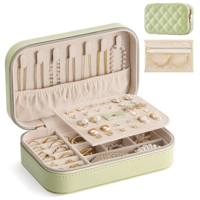 Boîte à bijoux de voyage avec boucle d'oreille amovible et coquille anti-écrasement