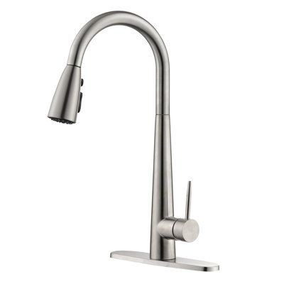 Topcraft Single Handle Single Hole Pull Down Kitchen Sink Faucet with Deck Plate