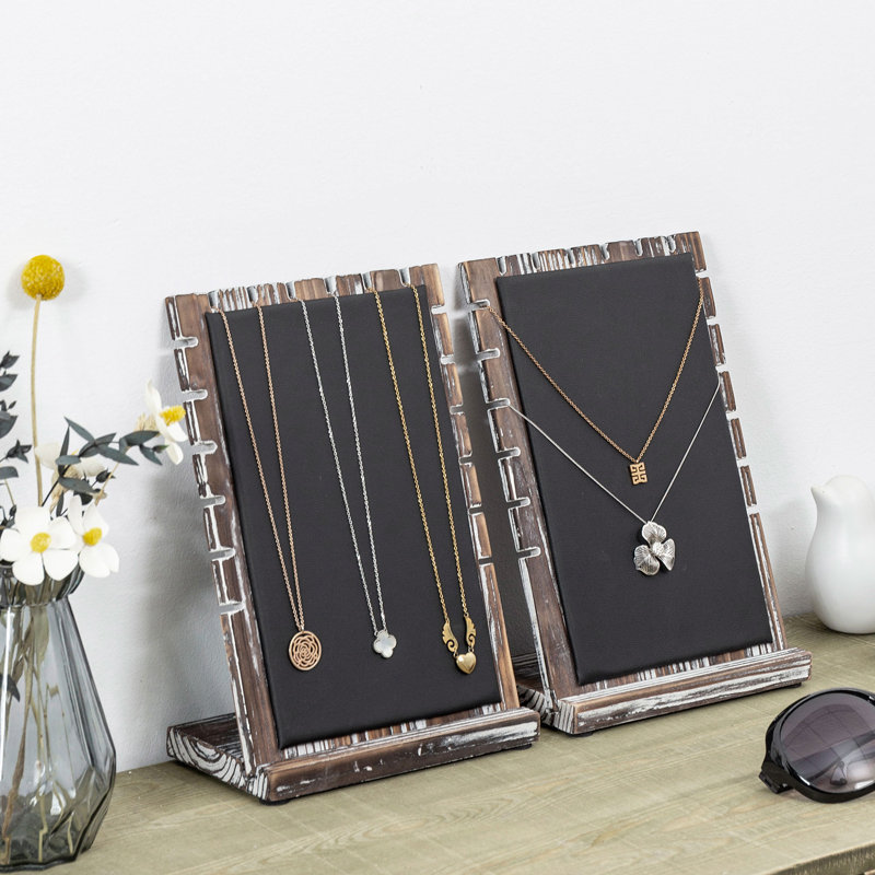 Solid Wood Necklace Jewellery Stand, Brown